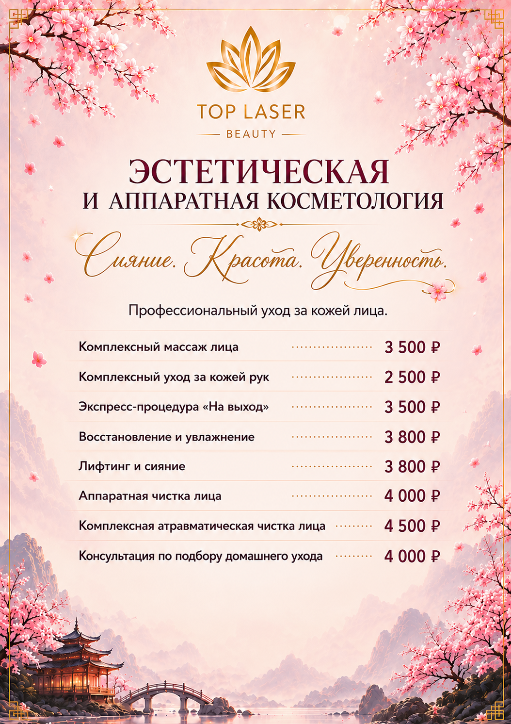 Прайс эстетической и аппаратной косметологии